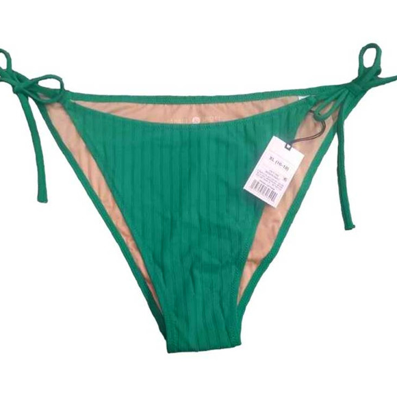 Women's XL Ribbed High Leg Extra Cheeky Bikini Bottom - Shade & Shore Green - Picture 2 of 6